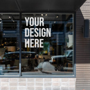 Colorful window decals showcasing vibrant custom designs on a storefront window