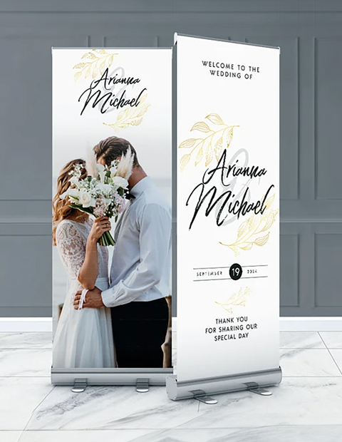 Roll Up Banner gold black and elegant